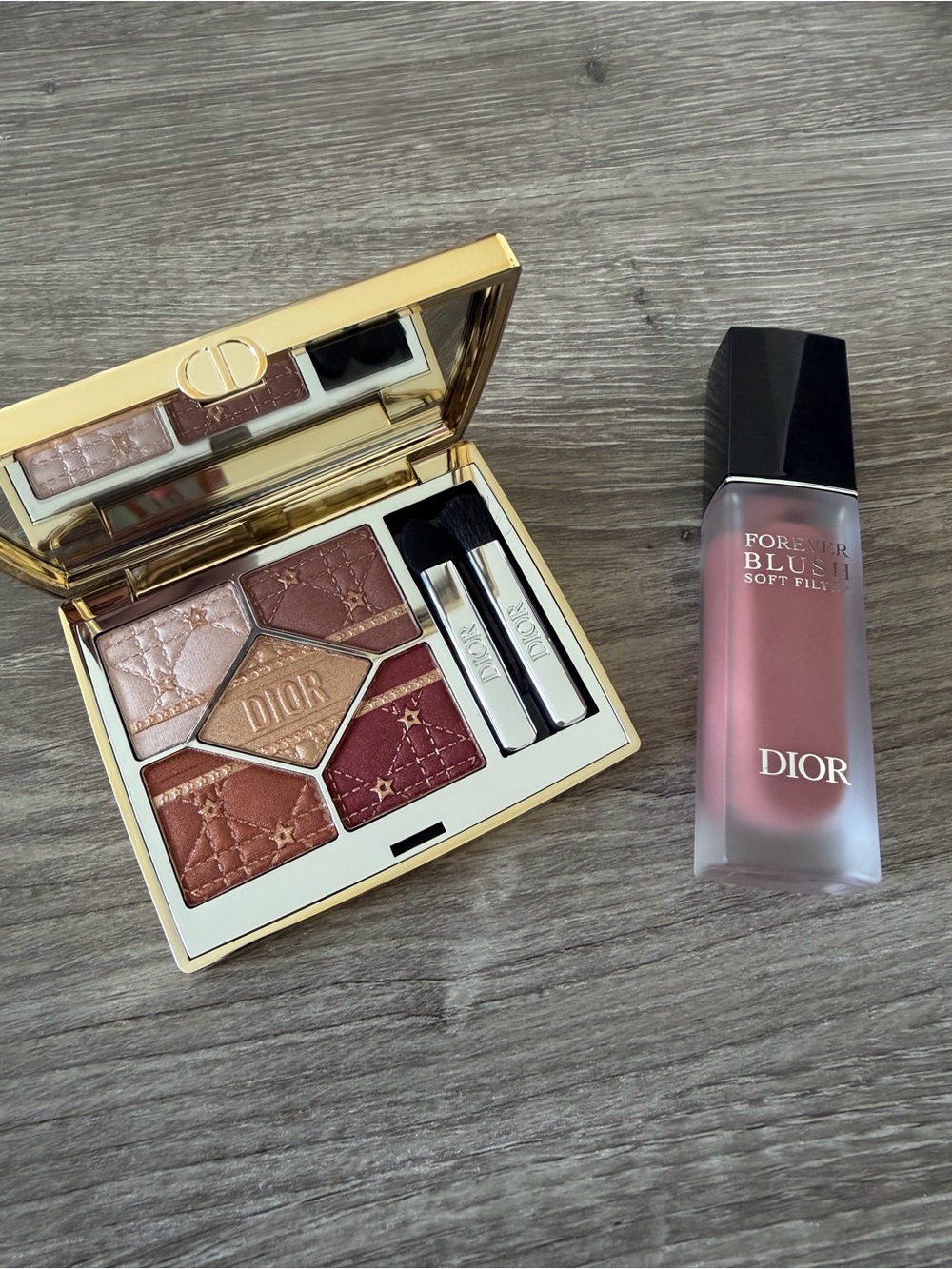 Dior 5-Color Eyeshadow Palette 636 Fiery Circus & Forever Blush in 02 Peony